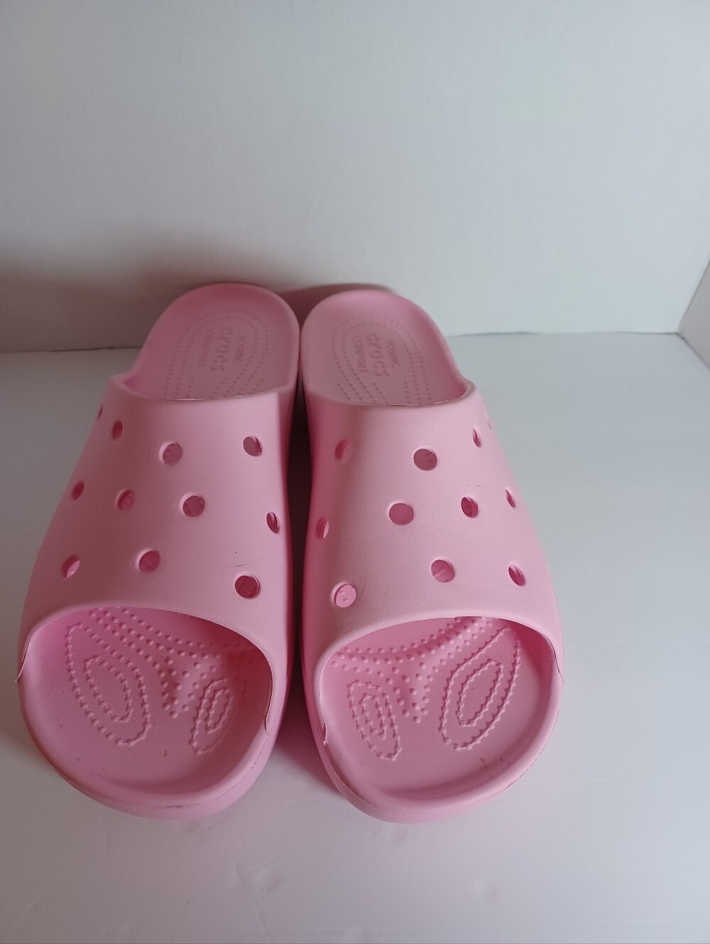 Crocs Size 11 Women Pink Slide Sandals - Lightweight Comfort